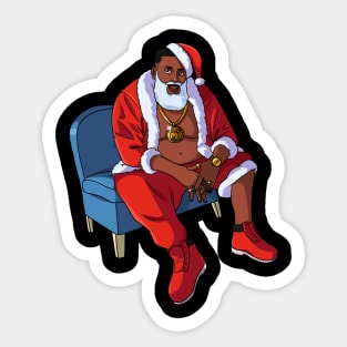 Black Santa Claus Gangster Christmas Sticker